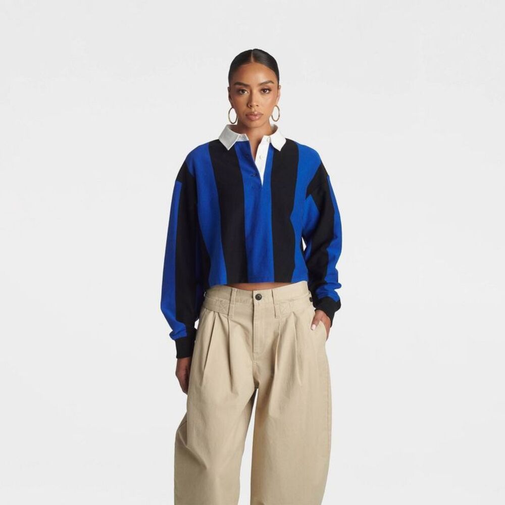 KBB by KAHLANA Women's 'The Soccer Rugby' - Blue/Black Striped S